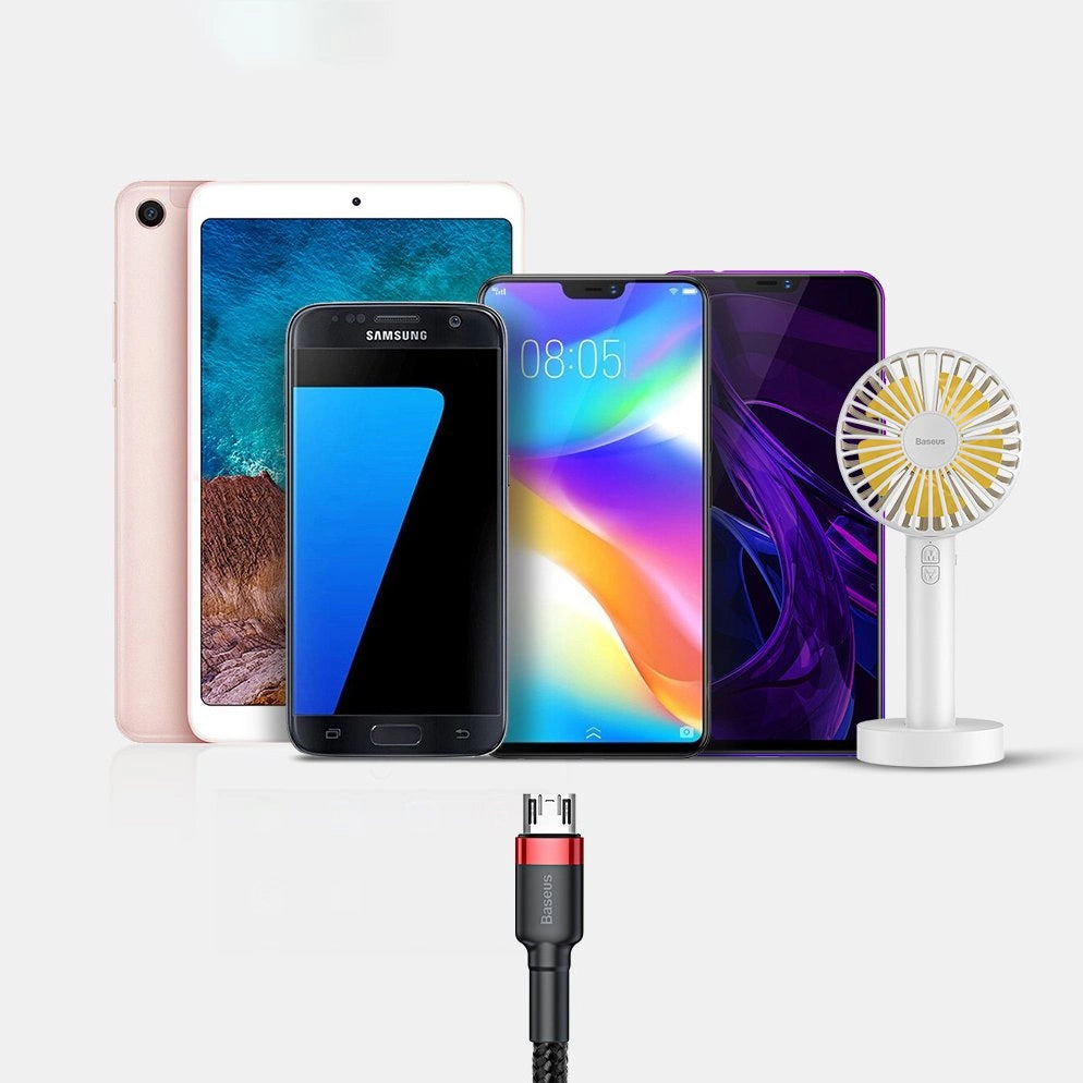 Baseus Cafule Cable strapazierfähiges Nylonkabel USB / Micro USB 2A 3M schwarz-rot (CAMKLF-H91)