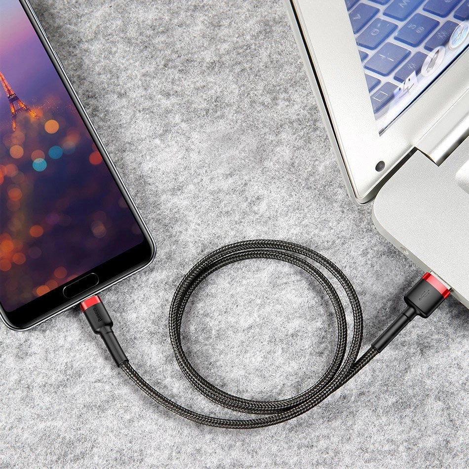 Baseus Cafule Cable strapazierfähiges Nylonkabel USB / USB-C QC3.0 2A 3M rot (CATKLF-U09)