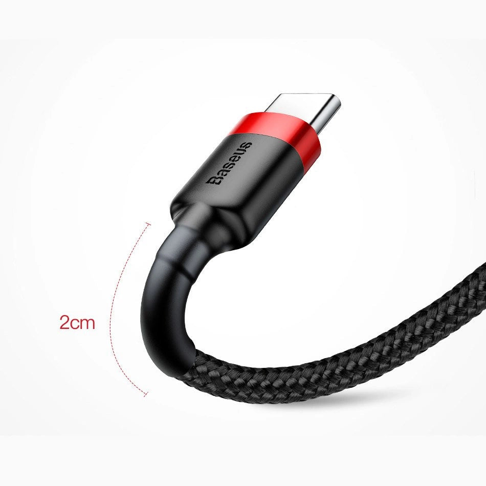 Baseus Cafule Cable strapazierfähiges Nylonkabel USB / USB-C QC3.0 2A 3M schwarz-rot (CATKLF-U91)