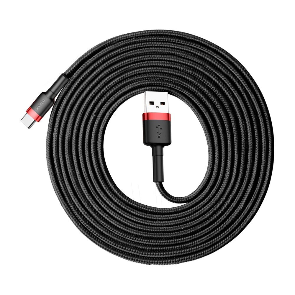 Baseus Cafule Cable strapazierfähiges Nylonkabel USB / USB-C QC3.0 2A 3M schwarz-rot (CATKLF-U91)