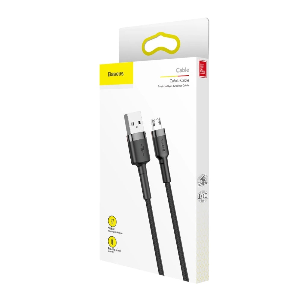 Baseus Cafule Kabel CAMKLF-BG1 USB-A / Micro USB 2,4A 1 m - schwarz-grau