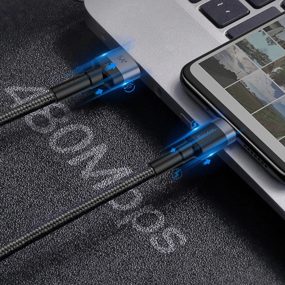 Baseus Cafule Kabel USB Typ C SuperCharge 40W Quick Charge 3.0 QC 3.0 Kabel 1m grau-schwarz (CATKLF-PG1)