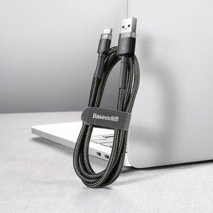 Baseus Cafule Kabel strapazierfähiges Nylonkabel USB / USB-C QC3.0 2A 2M schwarz-grau (CATKLF-CG1)