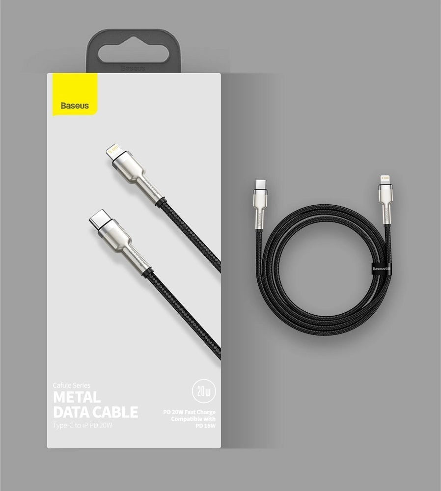Baseus Cafule Series Metal Data USB-C / Lightning 20W PD-Kabel 1 m - Schwarz