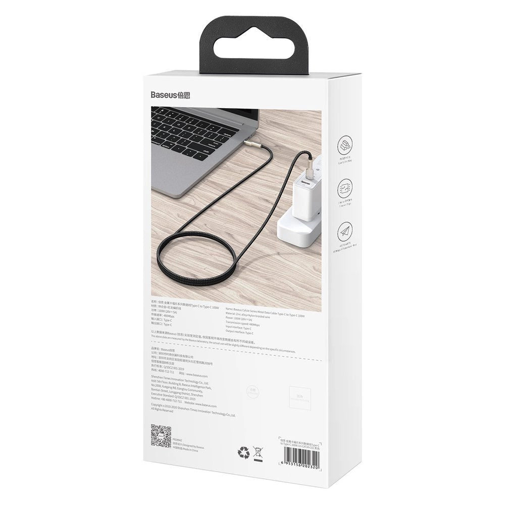 Baseus Cafule Series Metal Data USB-C / USB-C PD QC SCP 100W 5A 1 m Kabel - Schwarz