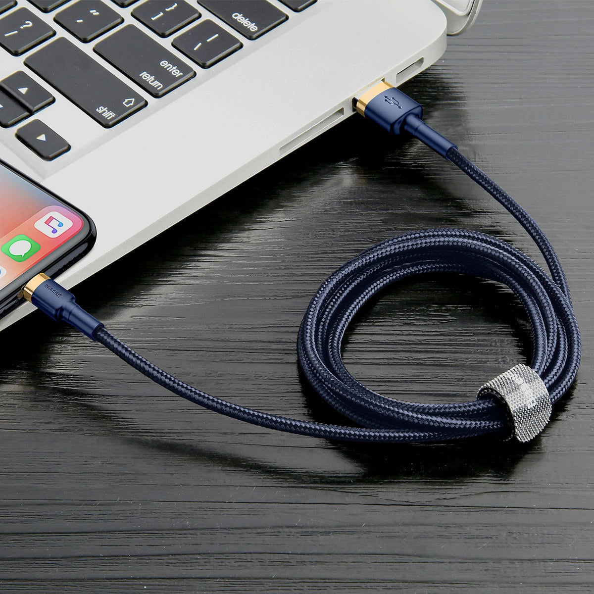 Baseus Cafule USB-A / Lightning 2.4A QC 3.0 Kabel 1 m - Blau-Gold