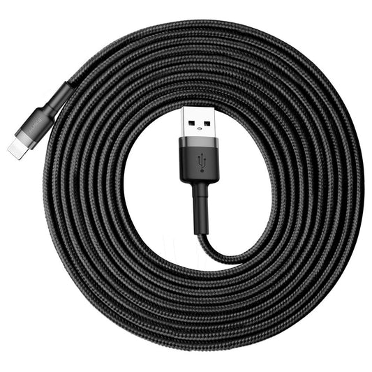 Baseus Cafule USB-A / Lightning 2A QC 3.0 Kabel 3 m - Schwarz und Grau