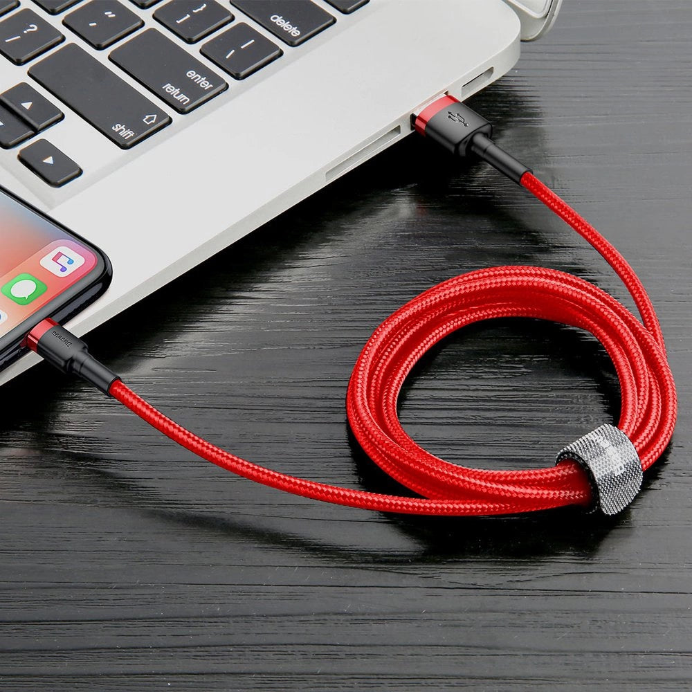 Baseus Cafule USB-A / Lightning 2A QC 3.0 Kabel 3 m - rot
