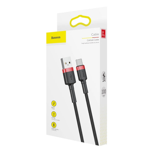 Baseus Cafule USB-A / USB-C QC 3.0 3A Kabel 1 m - Schwarz und Rot