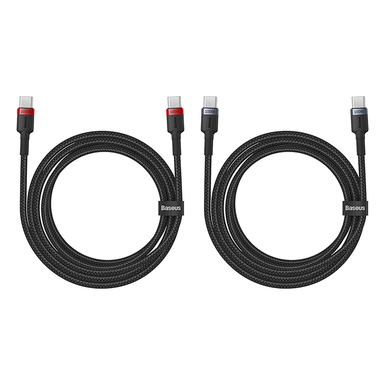 Baseus Cafule USB-C / USB-C 100W Kabel 2 m - rot-schwarz und schwarz-grau (2 Stk.)