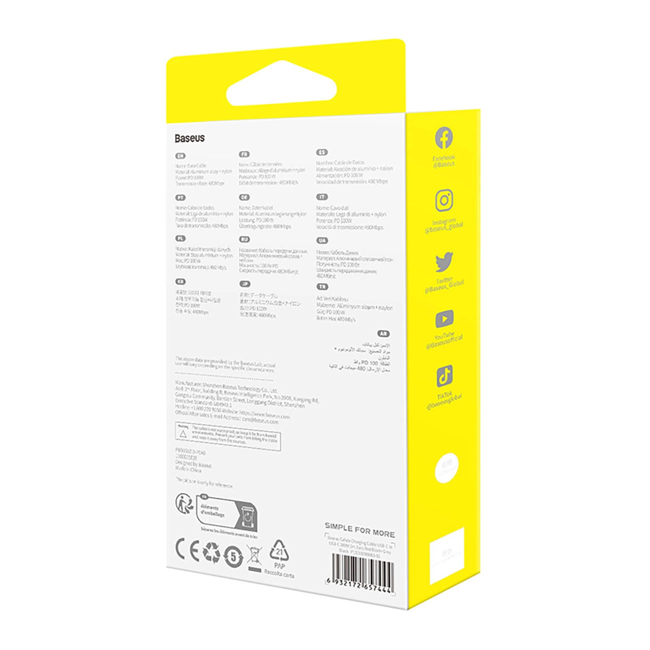 Baseus Cafule USB-C / USB-C 100W Kabel 2 m - rot-schwarz und schwarz-grau (2 Stk.)