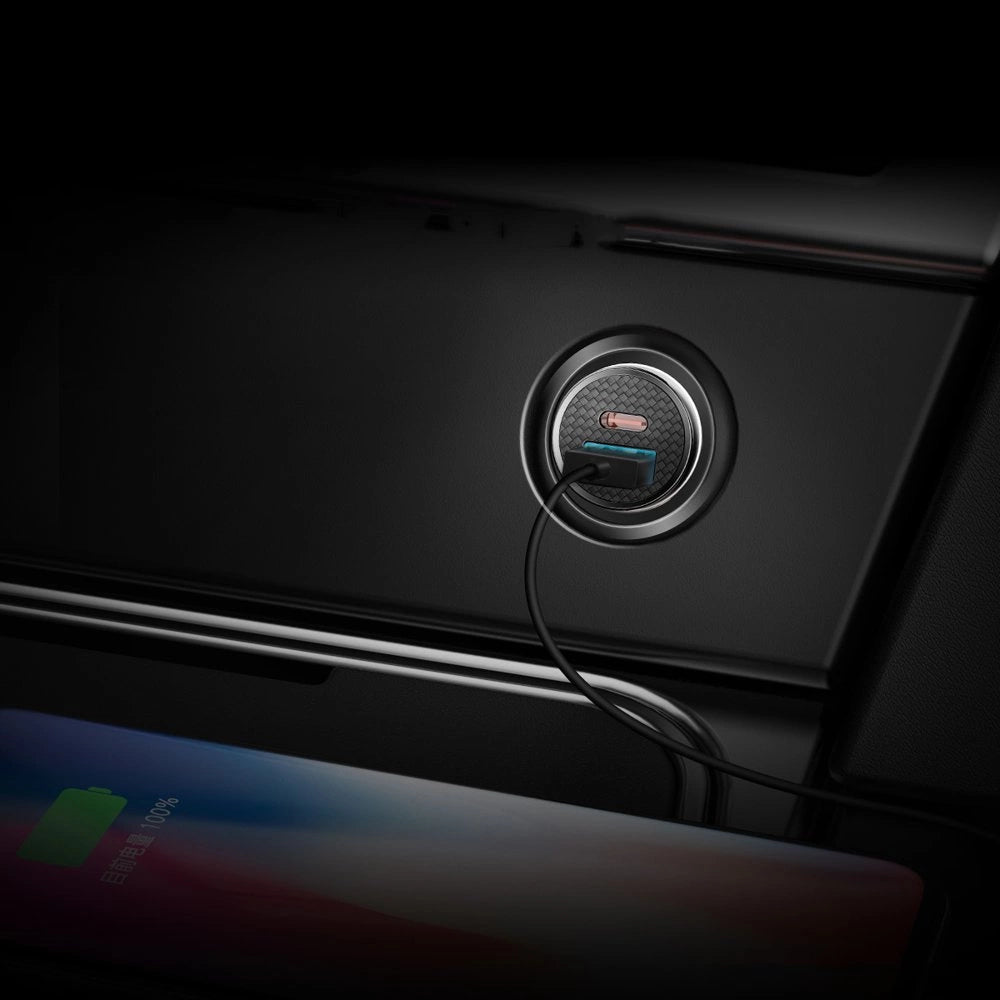 Baseus Circular PPS Smart-Autoladegerät mit USB Quick Charge 4.0 QC 4.0 und USB-C PD 3.0 SCP-Anschlüssen schwarz (CCALL-YS01)