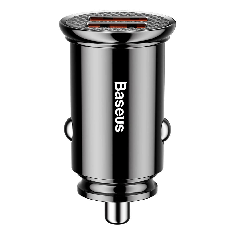 Baseus Circular Smart Mini Auto Ladegerät Autoadapter 2x USB QC3.0 Quick Charge 3.0 SCP AFC 30W schwarz (CCALL-YD01)