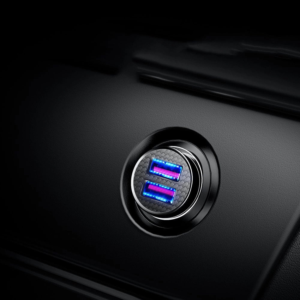 Baseus Circular Smart Mini Auto Ladegerät Autoadapter 2x USB QC3.0 Quick Charge 3.0 SCP AFC 30W schwarz (CCALL-YD01)