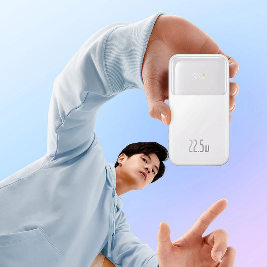 Baseus Comet Series Powerbank mit Display 10000 mAh 22,5 W – weiß + USB-A – USB-C-Kabel