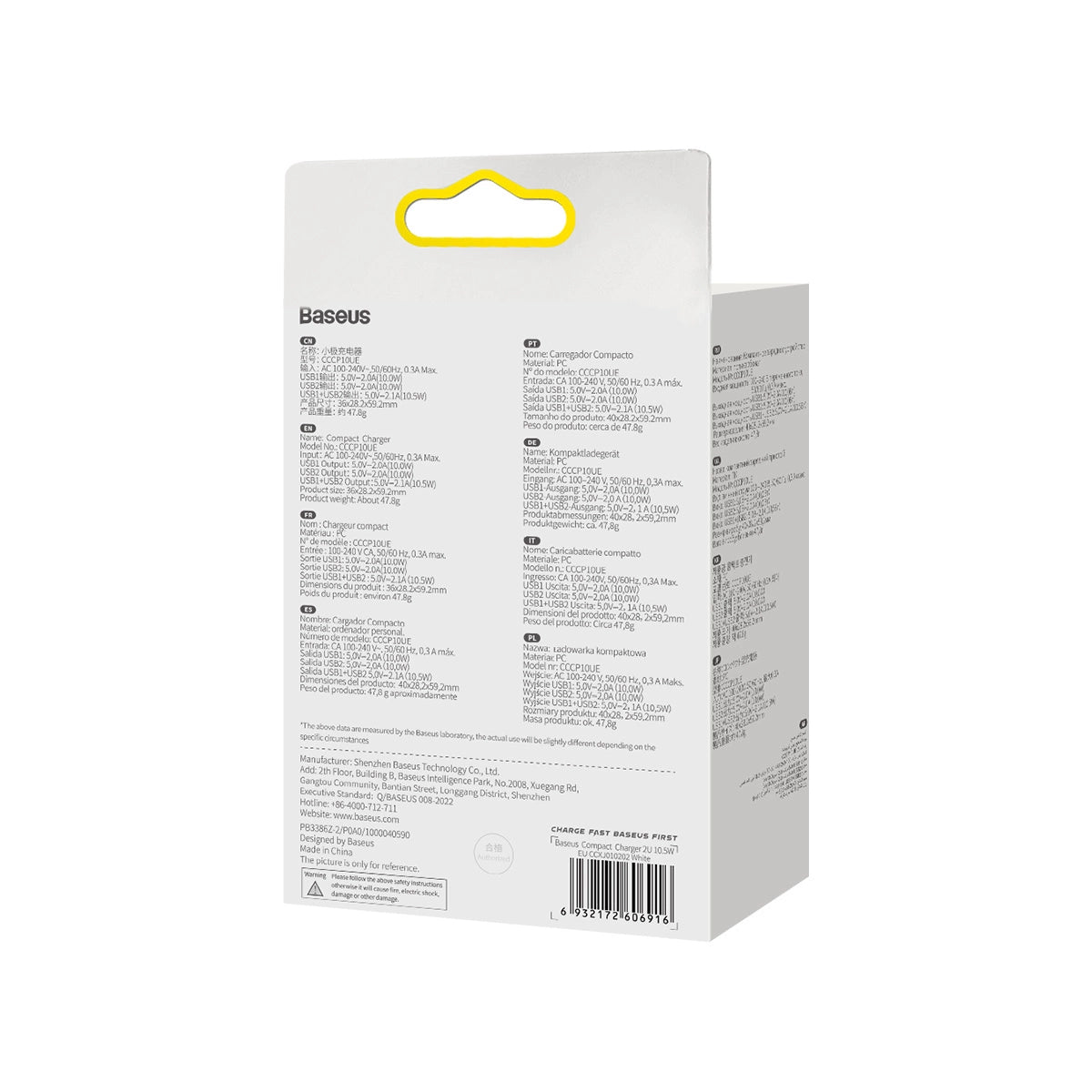 Baseus Compact Ladegerät 2x USB 10,5W weiß (CCXJ010202)