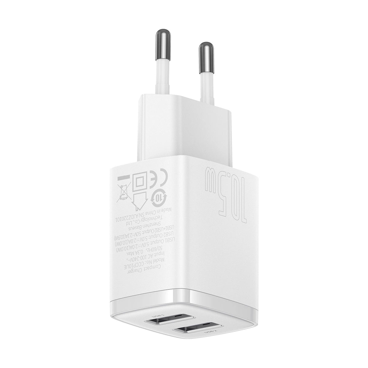 Baseus Compact Ladegerät 2x USB 10,5W weiß (CCXJ010202)