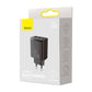 Baseus Compact Schnellladegerät 2x USB / USB Type C 30W 3A Power Delivery Quick Charge schwarz (CCXJ-E01)