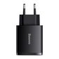 Baseus Compact Schnellladegerät 2x USB / USB Type C 30W 3A Power Delivery Quick Charge schwarz (CCXJ-E01)