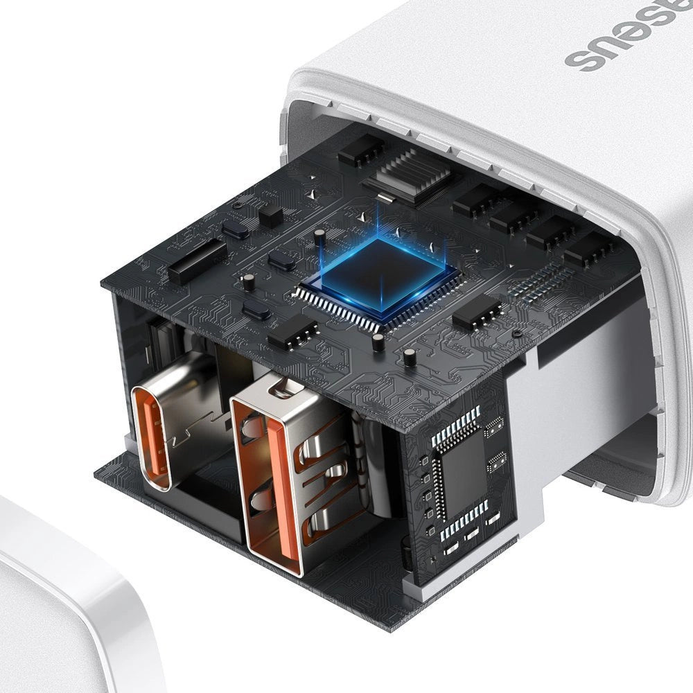 Baseus Compact Schnellladegerät USB / USB Type C 20W 3A Power Delivery Quick Charge 3.0 weiß (CCXJ-B02)