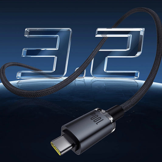 Baseus Crystal Shine CB000089 USB-C / USB-C USB3.2-Kabel 100 W 20 Gbit/s 1,5 m – Schwarz