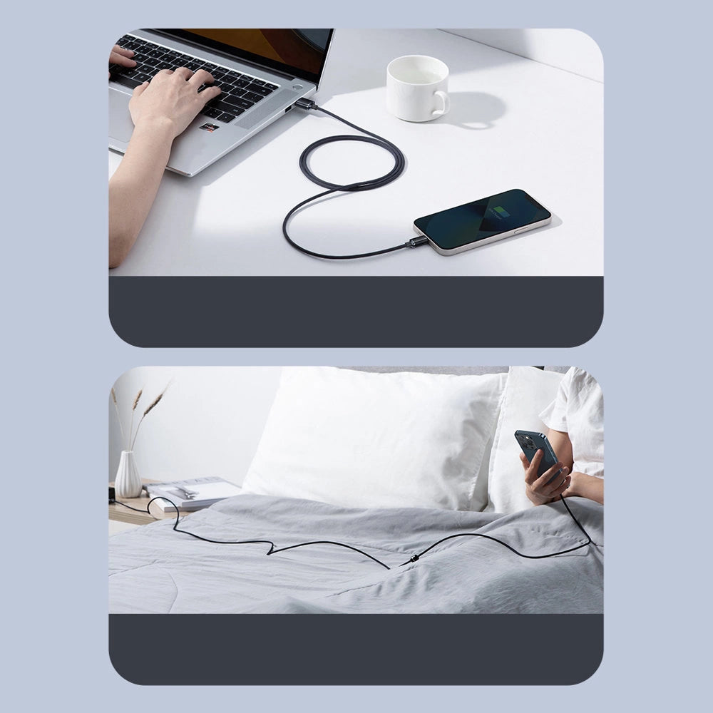 Baseus Crystal Shine Series Kabel USB-Kabel für schnelles Aufladen und Datenübertragung USB Typ A - Lightning 2.4A 2m schwarz (CAJY000101)