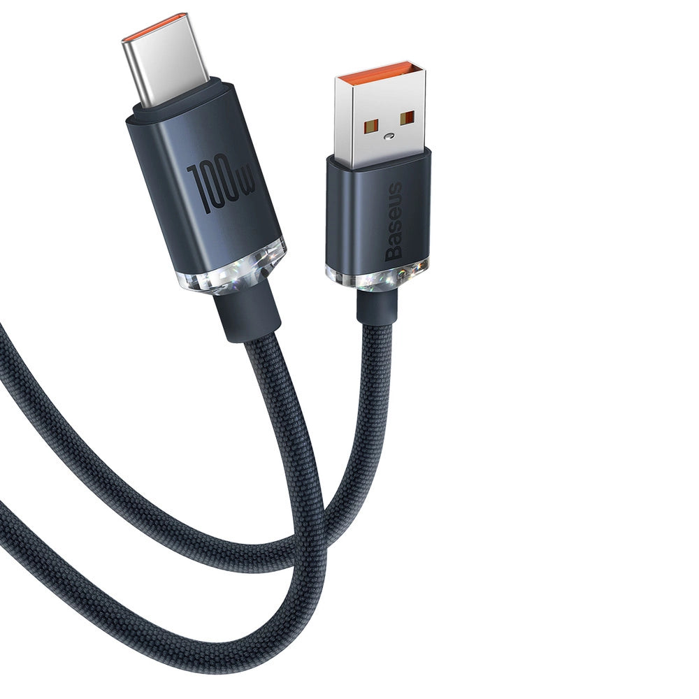 Baseus Crystal Shine Series Kabel USB-Kabel für schnelles Laden und Datenübertragung USB Typ A - USB Typ C 100 W 2 m schwarz (CAJY000501)