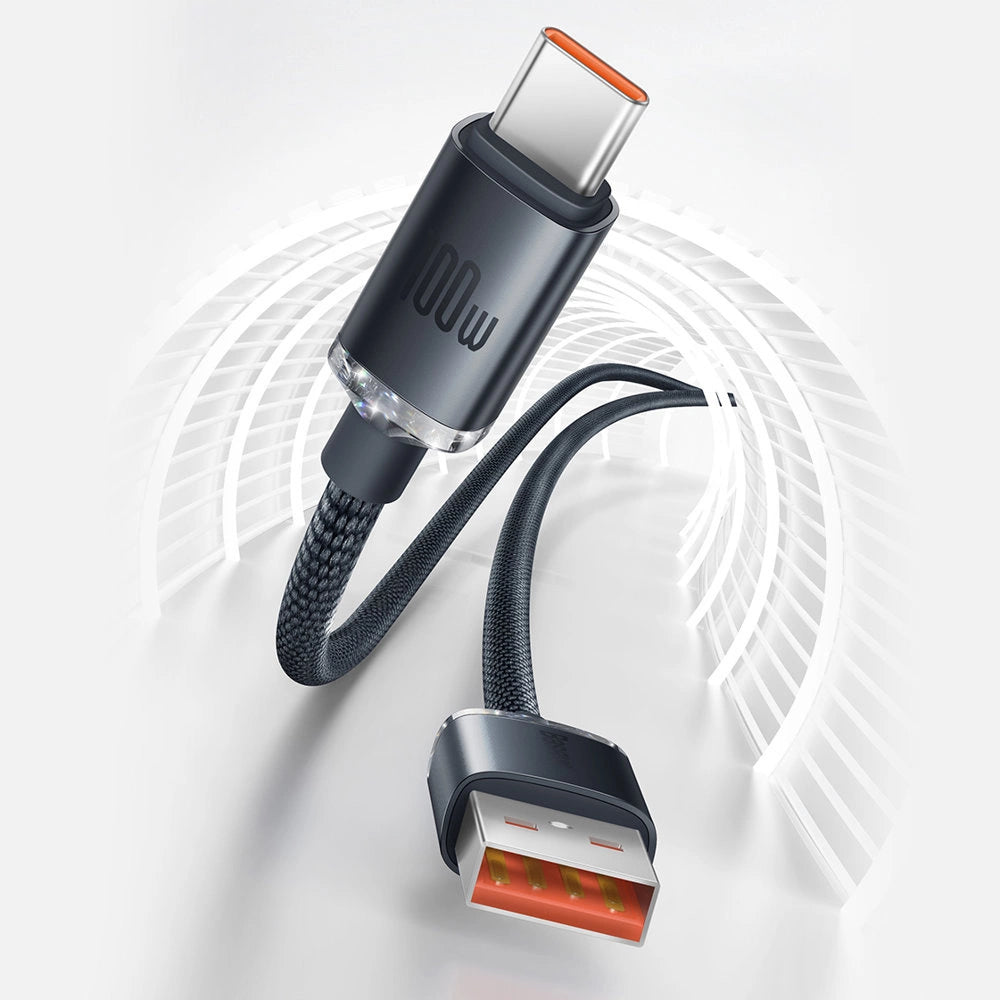Baseus Crystal Shine Series Kabel USB-Kabel für schnelles Laden und Datenübertragung USB Typ A - USB Typ C 100 W 2 m schwarz (CAJY000501)