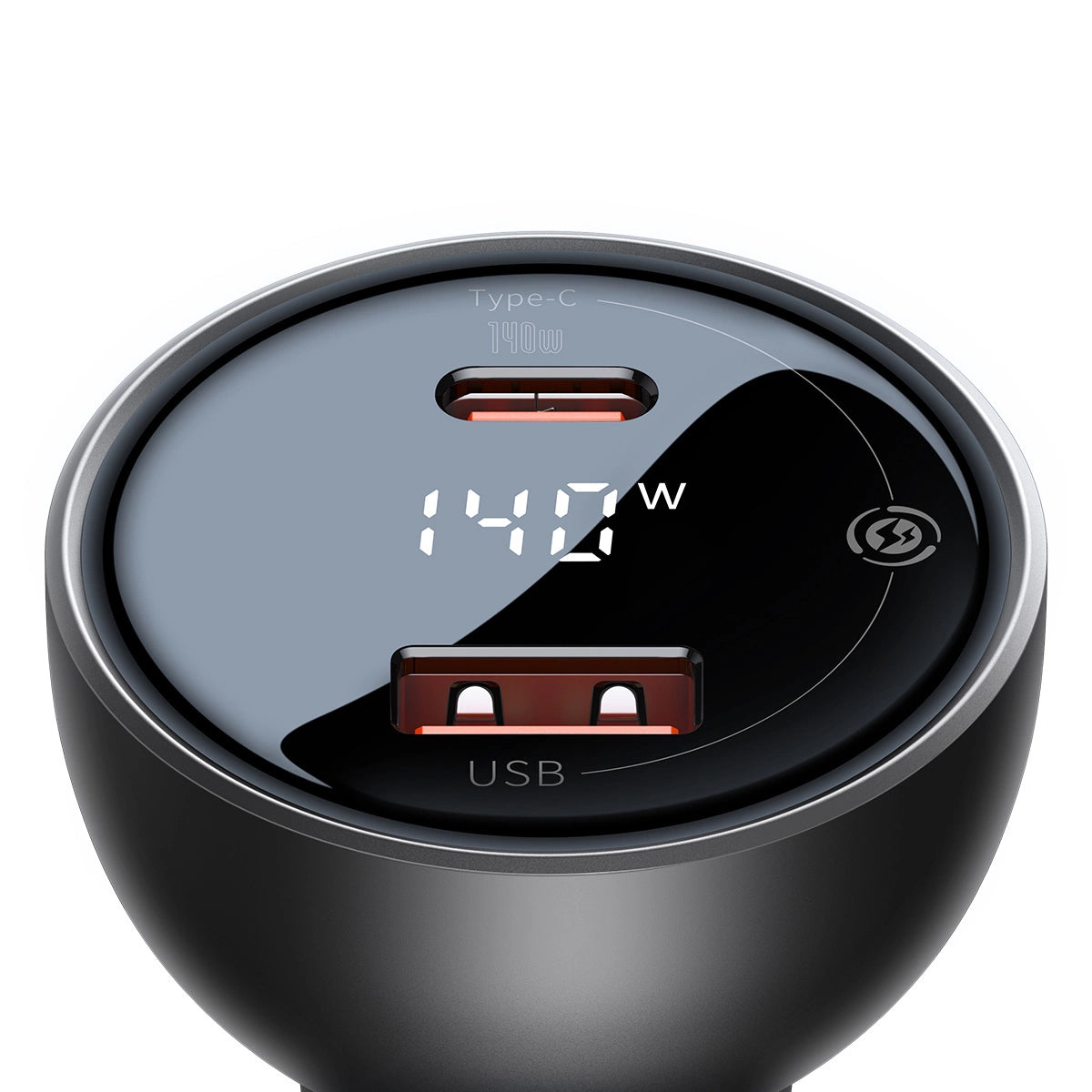 Baseus Digital Display Fast Car Charger USB-A / USB-C PD3.1 140W schwarz + USB-C Kabel Baseus Superior Series 5A 240W 1m schwarz (CGZX070001)