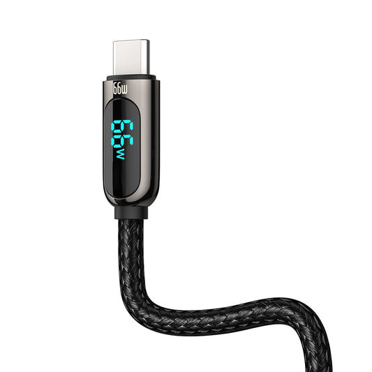 Baseus Display Schnellladedaten USB-A / USB-C 66W 1 m Kabel - Schwarz