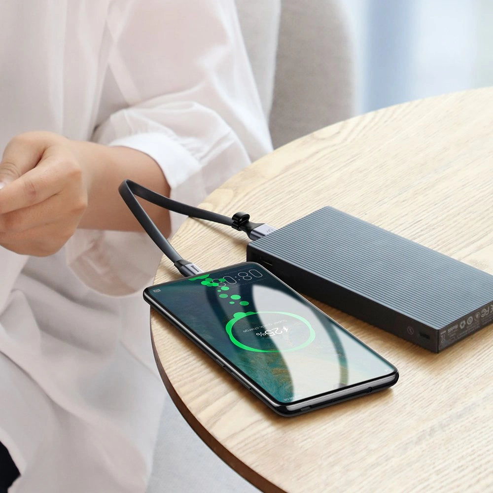 Baseus Einfaches Flachkabel USB / USB Type C SuperCharge 5A 40W Quick Charge 3.0 QC 3.0 23cm grau (CATMBJ-BG1)