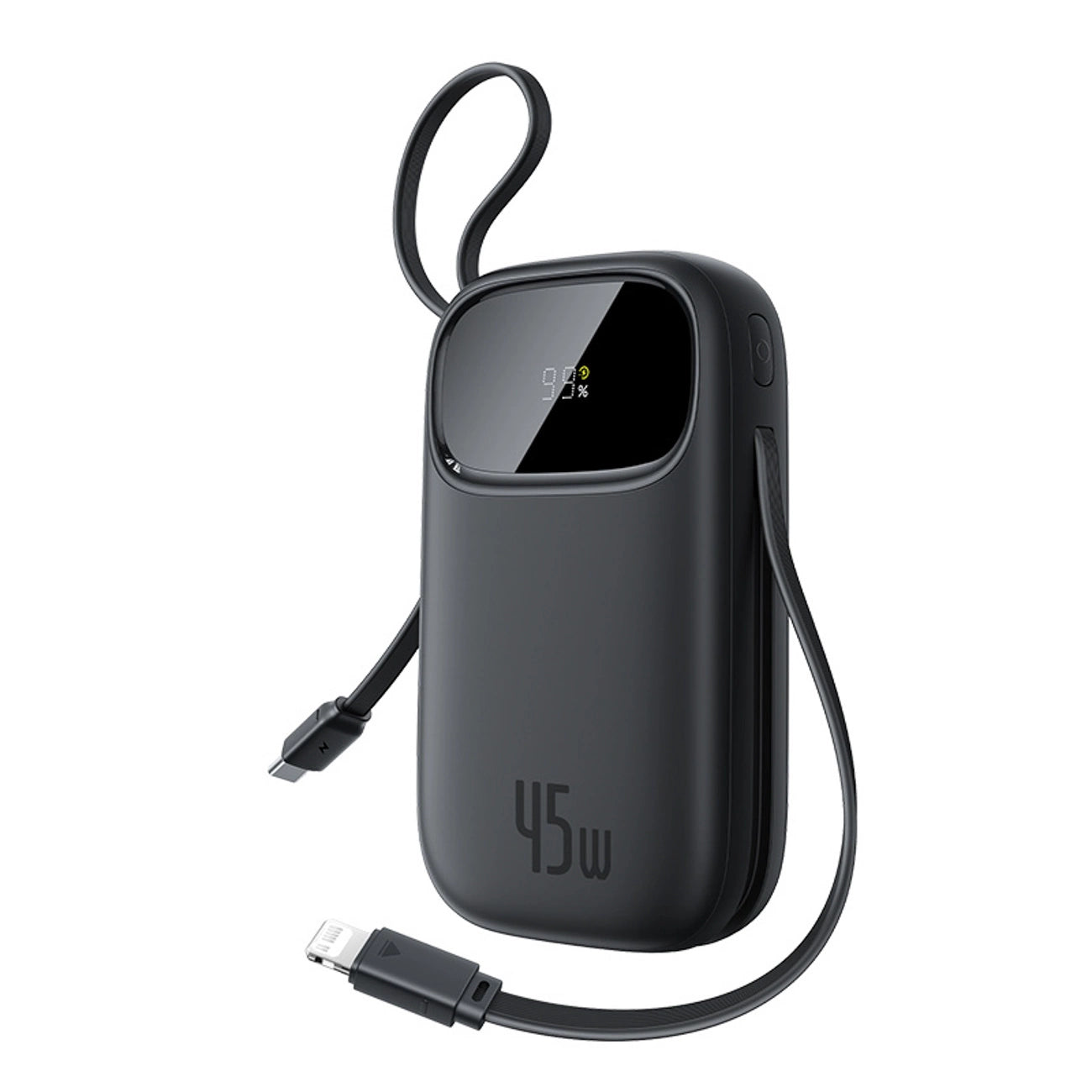 Baseus EnerFill FC31 20000mAh 45W Powerbank mit Display, USB-C- und Lightning Kabeln – Schwarz