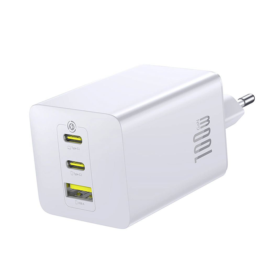 Baseus EnerFill FE11 2 x USB-C / USB-A 100W Wandladegerät - Weiß