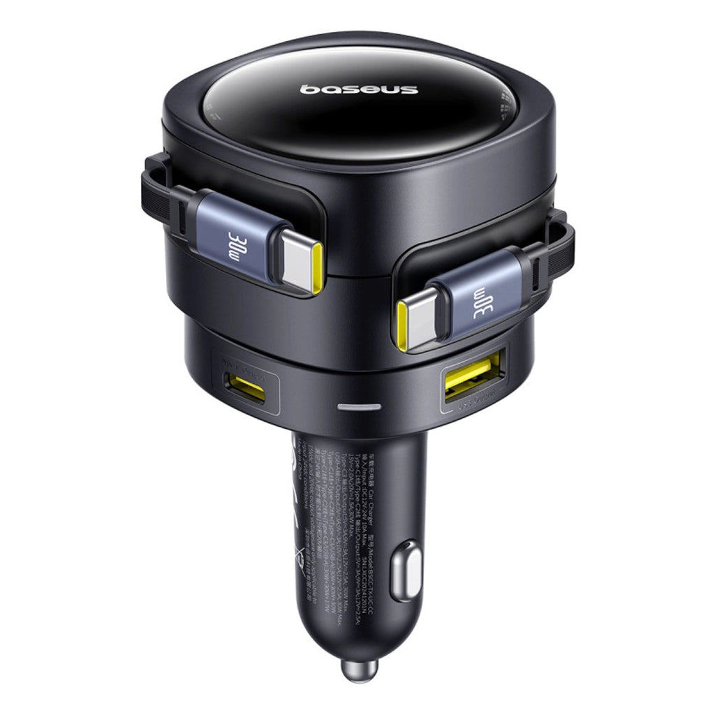 Baseus Enjoyment Max 90W Autoladegerät 2 x USB-C + USB-A + USB-C Kabel - Schwarz