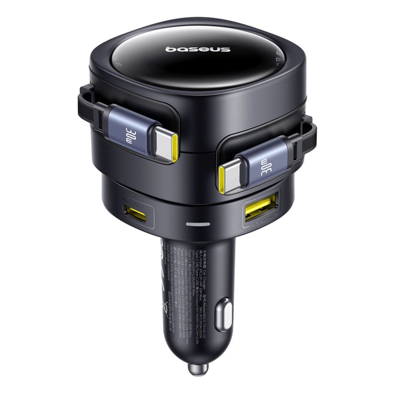 Baseus Enjoyment Max 90W Autoladegerät 2 x USB-C + USB-A + USB-C Kabel - Schwarz