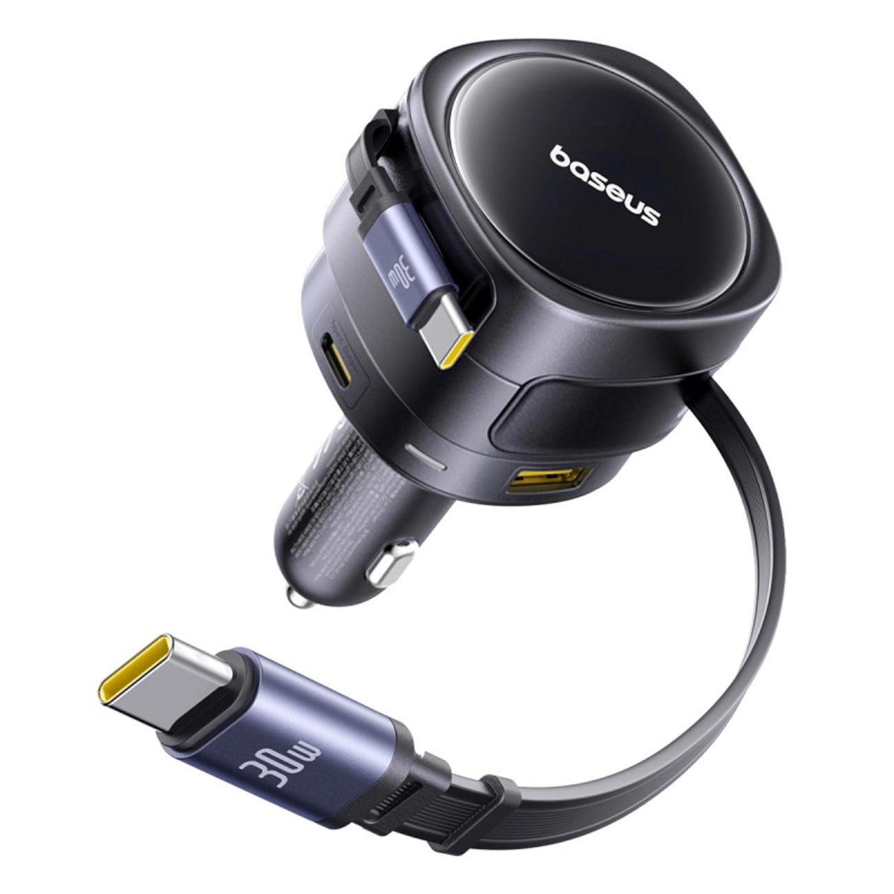 Baseus Enjoyment Max 90W Autoladegerät 2 x USB-C + USB-A + USB-C Kabel - Schwarz