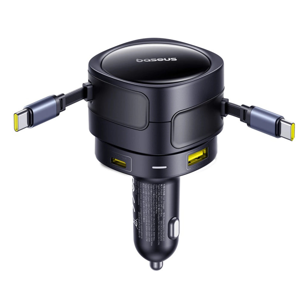 Baseus Enjoyment Max 90W Autoladegerät 2 x USB-C + USB-A + USB-C Kabel - Schwarz