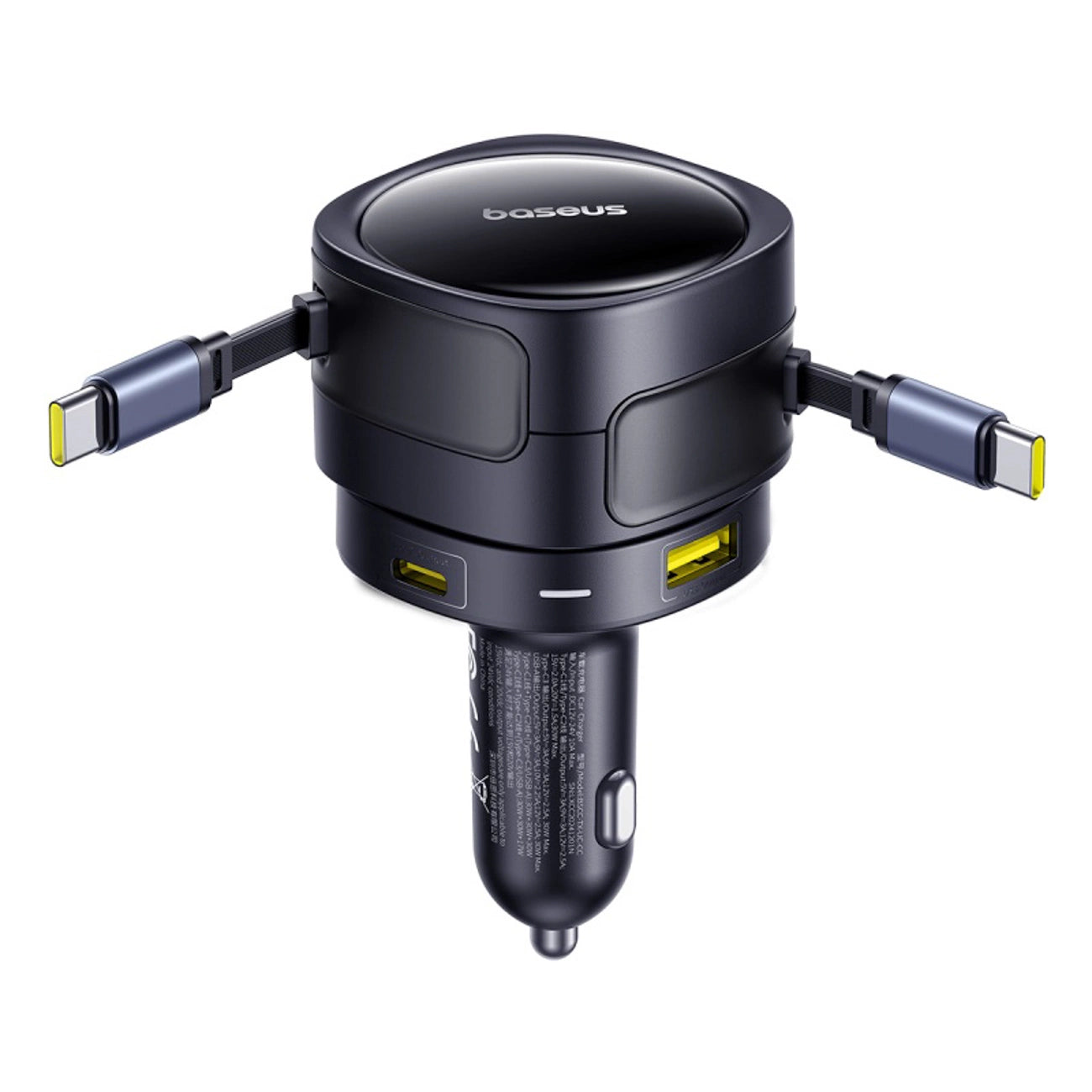 Baseus Enjoyment Max 90W Autoladegerät 2 x USB-C + USB-A + USB-C Kabel - Schwarz