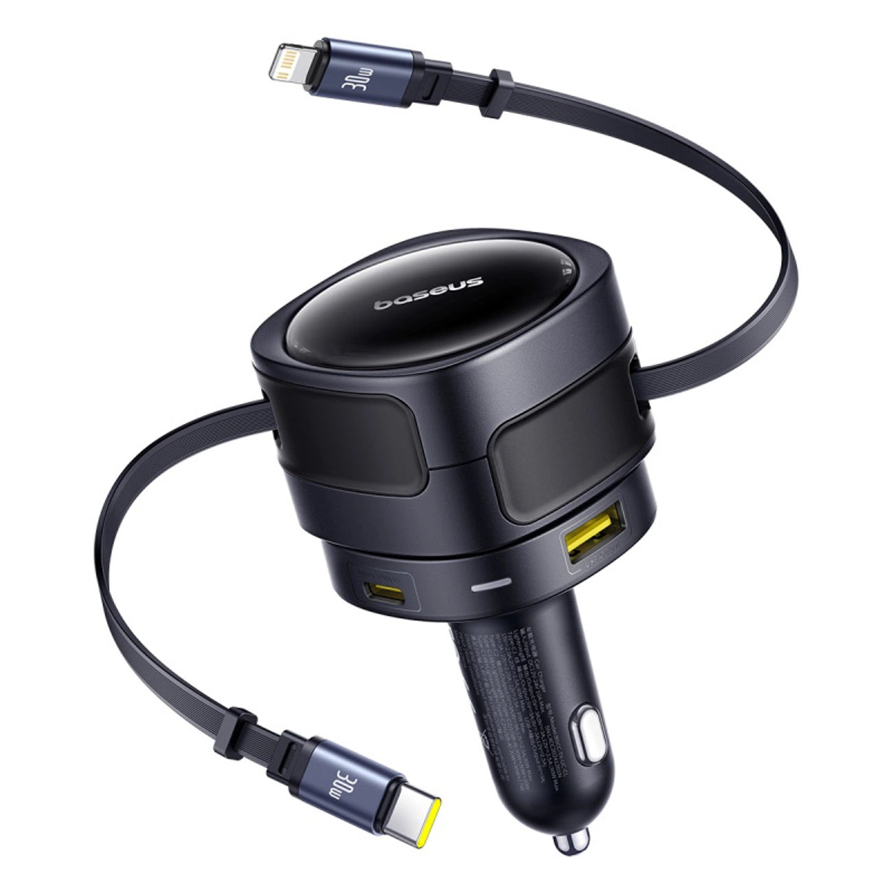 Baseus Enjoyment Max 90W Autoladegerät 2x USB-C + USB-C und Lightning Kabel - Schwarz
