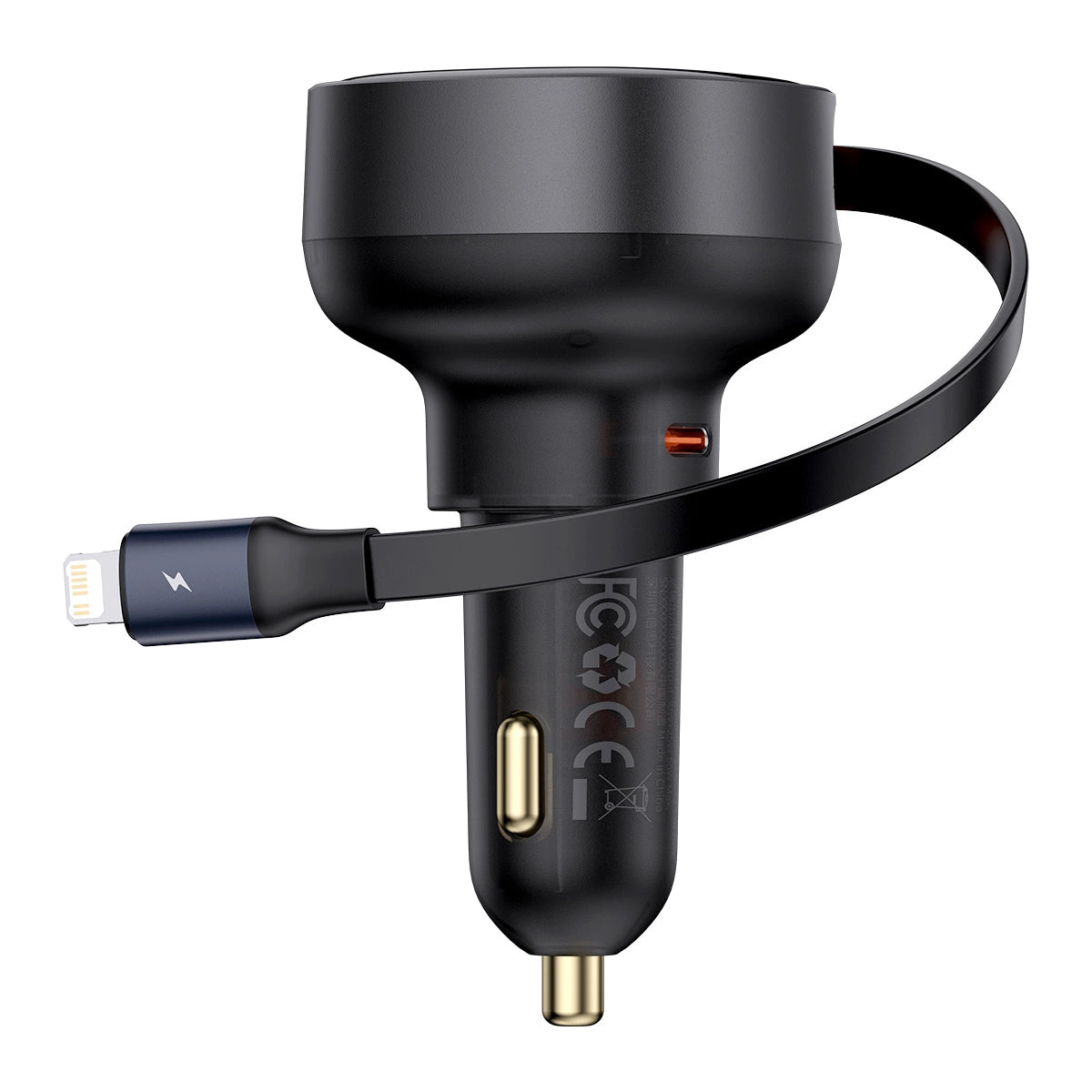 Baseus Enjoyment Pro USB-C (weiblich) / Lightning (männlich) 60W Autoladegerät - Schwarz