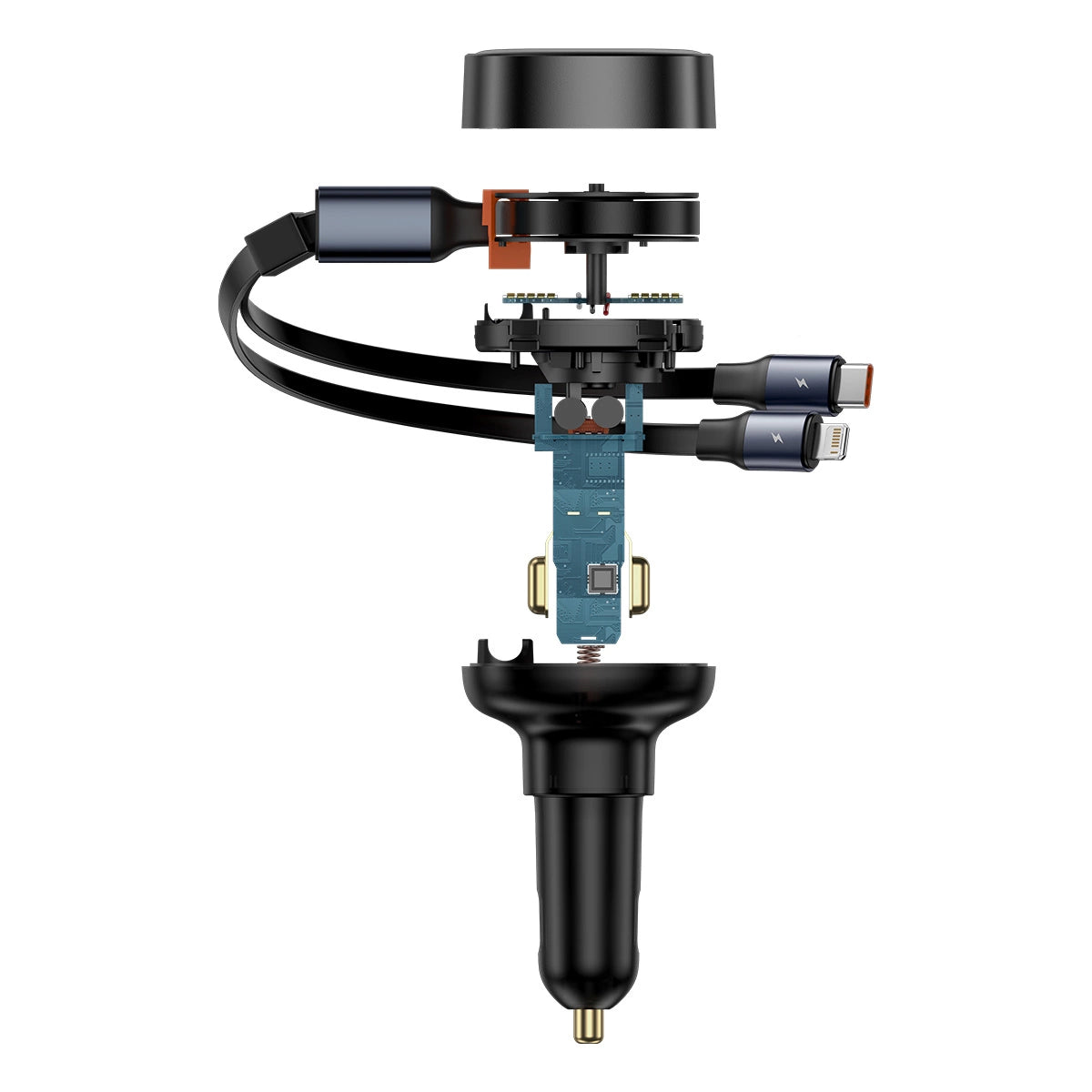 Baseus Enjoyment USB-C-Autoladegerät mit USB-C/ Lightning -60-W-Kabel – Schwarz