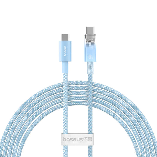 Baseus Explorer 100W USB-C - USB-C-Kabel mit intelligentem Temperatursensor 2m - Blau