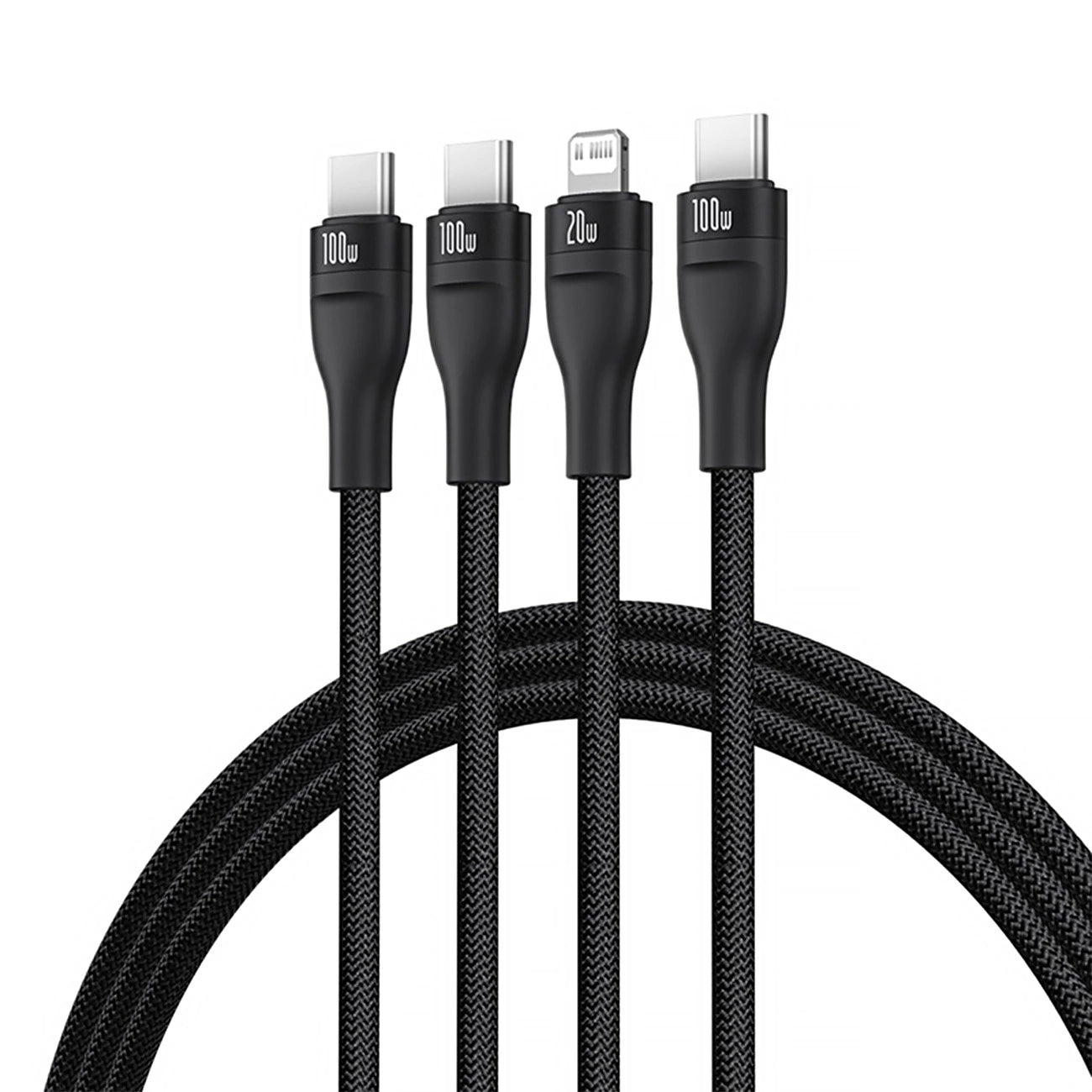 Baseus Flash Series 3 100W USB-C 3in1 Kabel - USB-C+USB-C+ Lightning 1,5m + 3 x 0,25m - schwarz