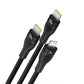Baseus Flash Series 3 100W USB-C 3in1 Kabel - USB-C+USB-C+ Lightning 1,5m + 3 x 0,25m - schwarz
