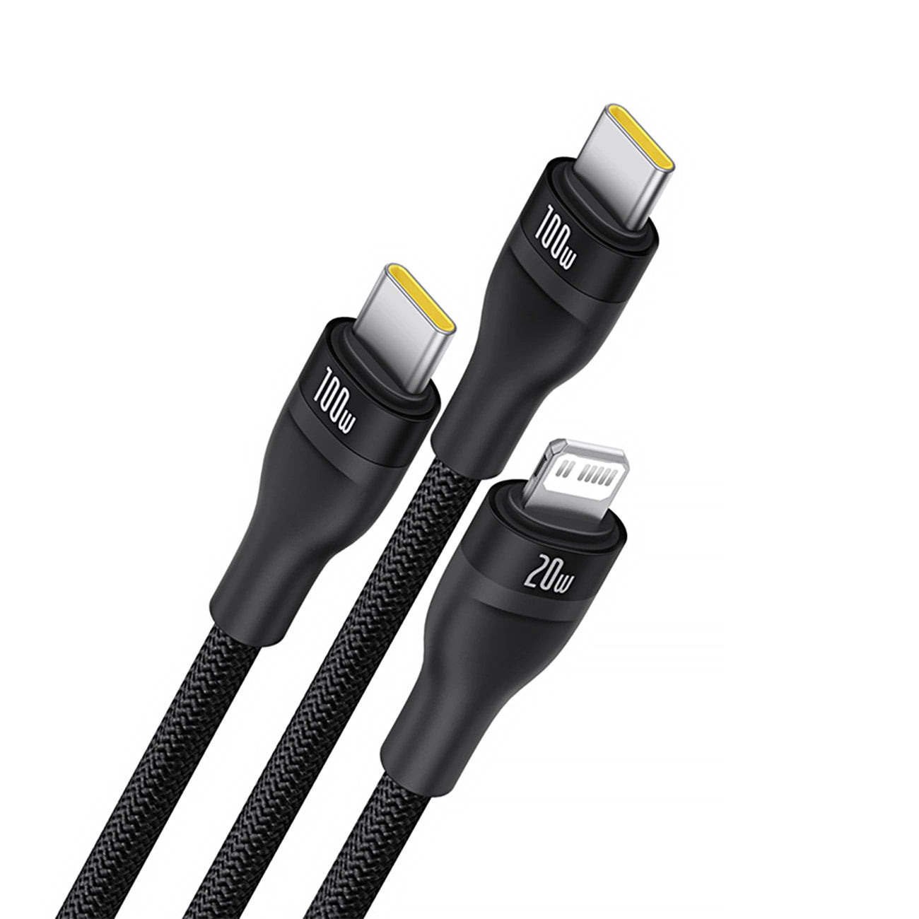 Baseus Flash Series 3 100W USB-C 3in1 Kabel - USB-C+USB-C+ Lightning 1,5m + 3 x 0,25m - schwarz