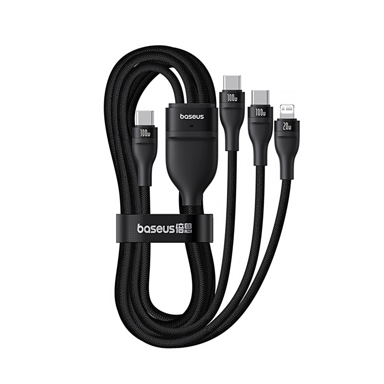 Baseus Flash Series 3 100W USB-C 3in1 Kabel - USB-C+USB-C+ Lightning 1,5m + 3 x 0,25m - schwarz