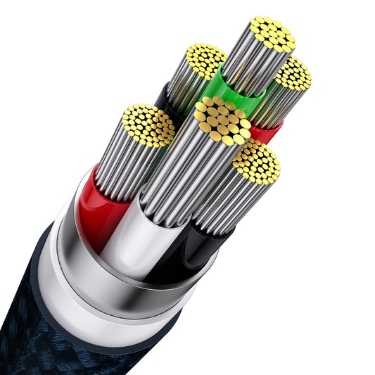 Baseus Flash Series Ⅱ 3in1 Schnellladekabel USB-A auf USB-C / Micro-USB / Lightning 66W 480Mbps 1,2m Blau