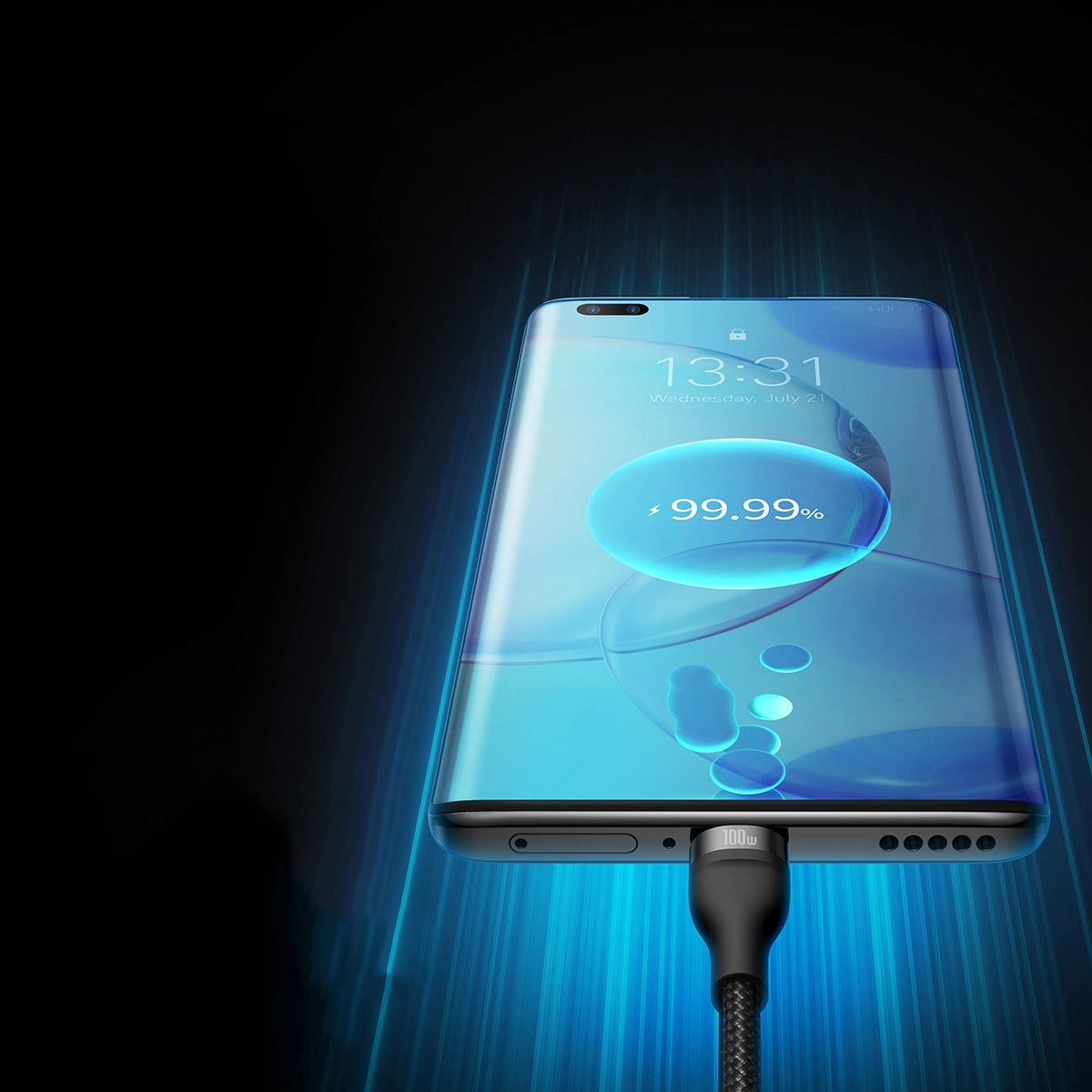 Baseus Flash Series II Kabel USB - USB Typ C / Lightning / Micro USB 100 W 1,2 m schwarz (CASS030001)