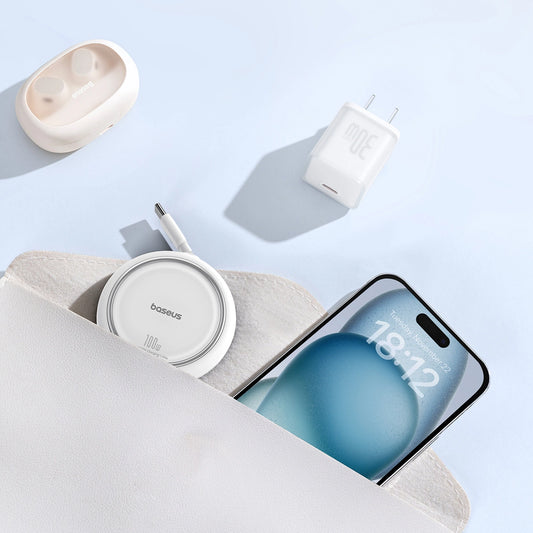 Baseus Free2Draw Mini USB-C – USB-C 100 W 1 m einziehbares Kabel – Weiß