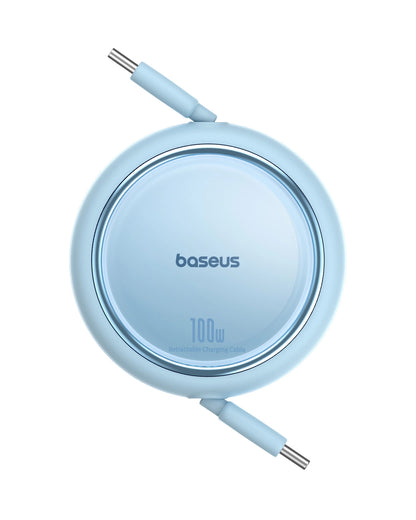 Baseus Free2Draw Mini USB-C – USB-C 100 W 1 m einziehbares Kabel – blau